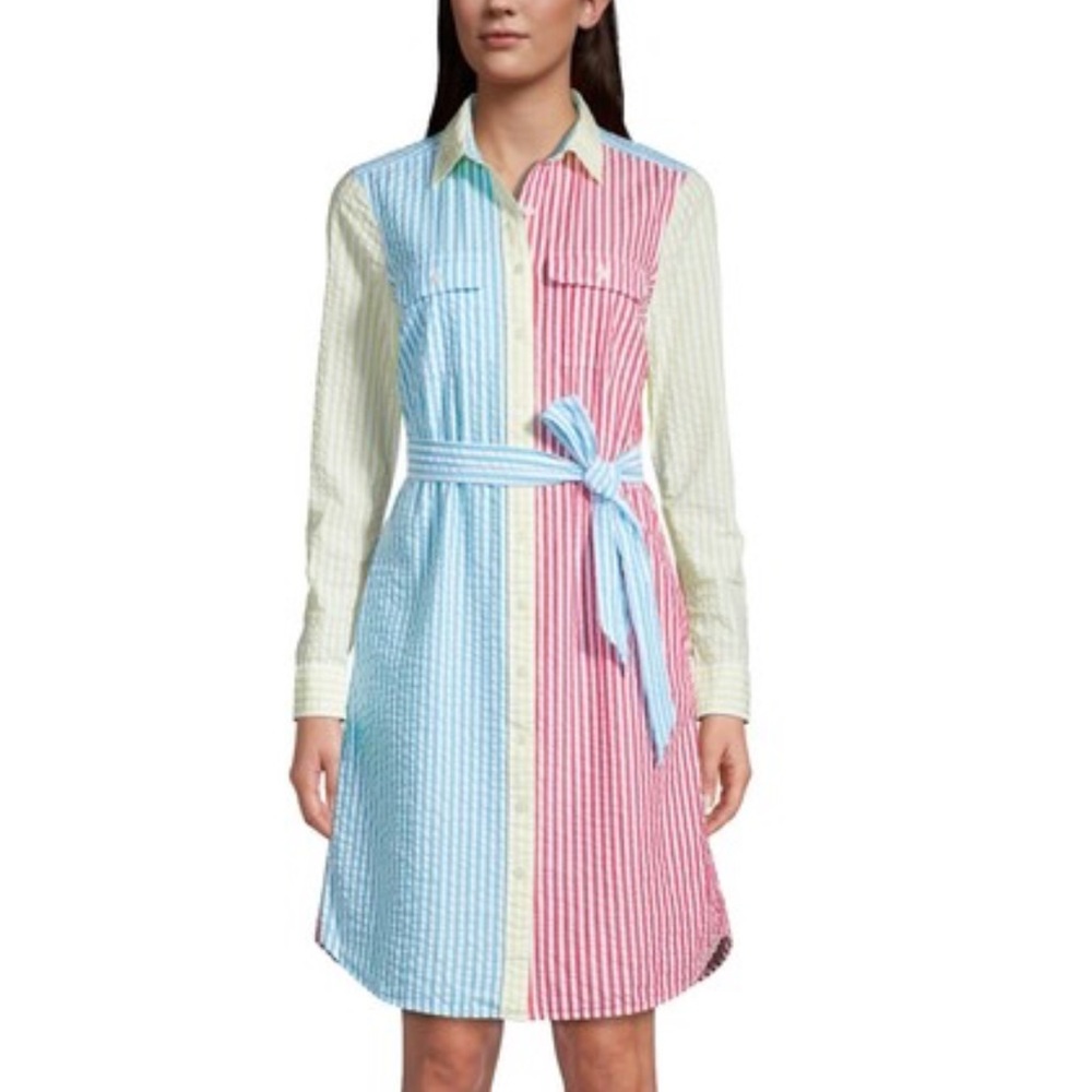 Lands' End Blue and White Striped Top